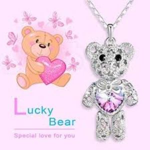 Crystals from Swarovski, Teddy Bear Necklace